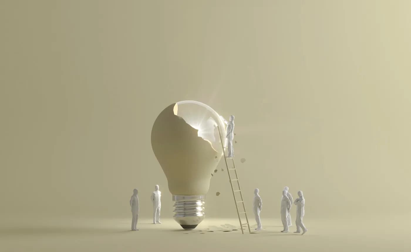 مصباح مضيء ترمز إلى الفكرة والإلهام